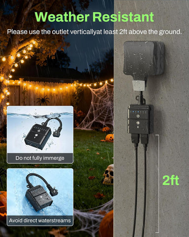 BN-LINK Outdoor Timer for Lights, 100FT Remote Control