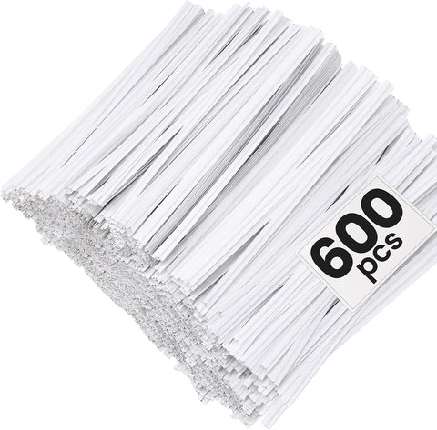Easytle 600 Pcs 5" White Paper Twist Ties Bread Ties White Twist Ties Twisty-Ties Bag Ties Twist Ties for Bags Bread Wire Ties Twist Tie for Party Cello Candy Bread Coffee Bags Cake Pops