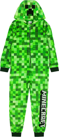 Minecraft Creeper Onesie For Kids | Options Bosy and Grirls TNT Camo and Pixels Sleepsuit with Hood Video Game Loungewear