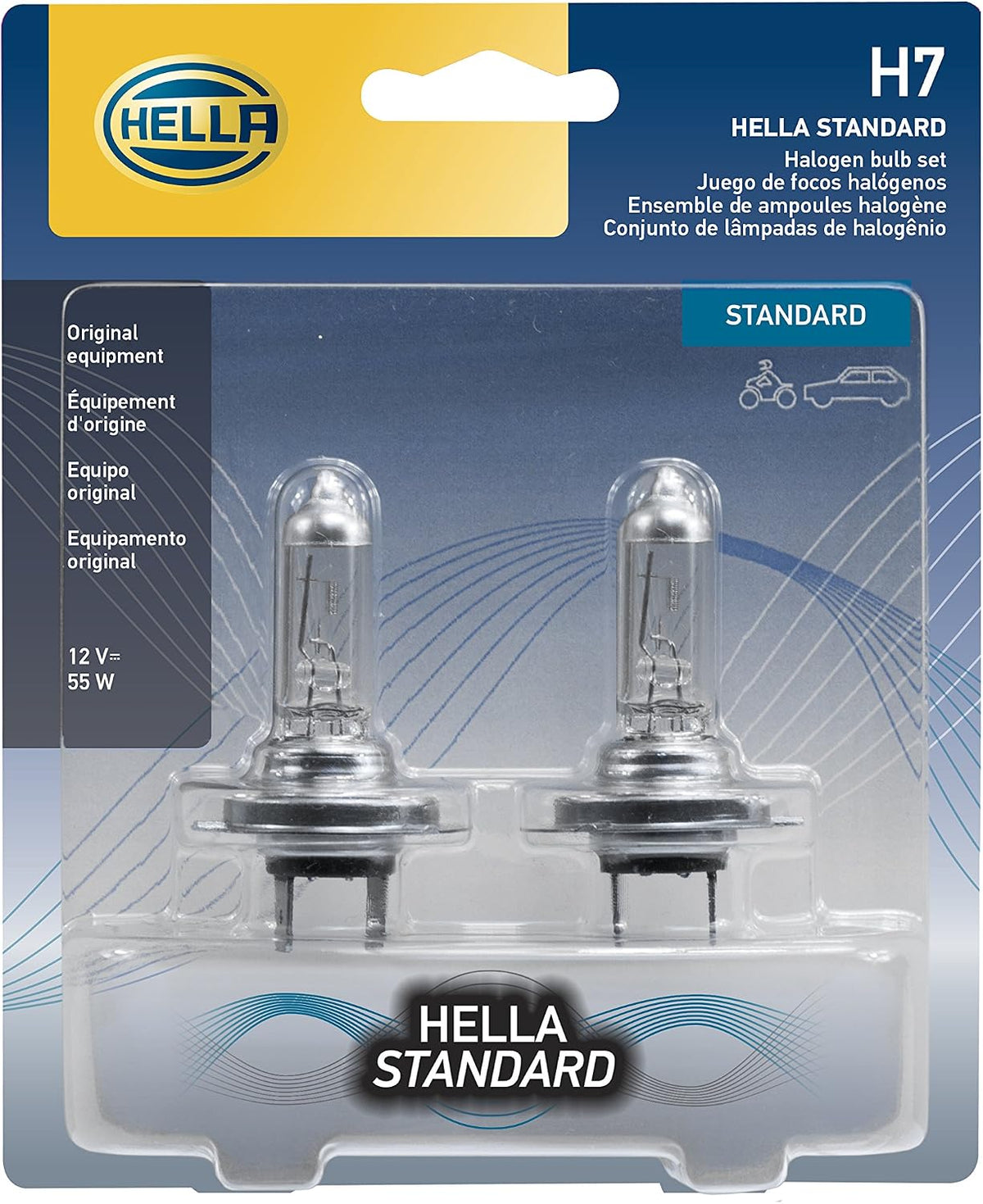 Hella H7TB Standard Halogen Bulbs, 12 V, 55W, 2 Pack