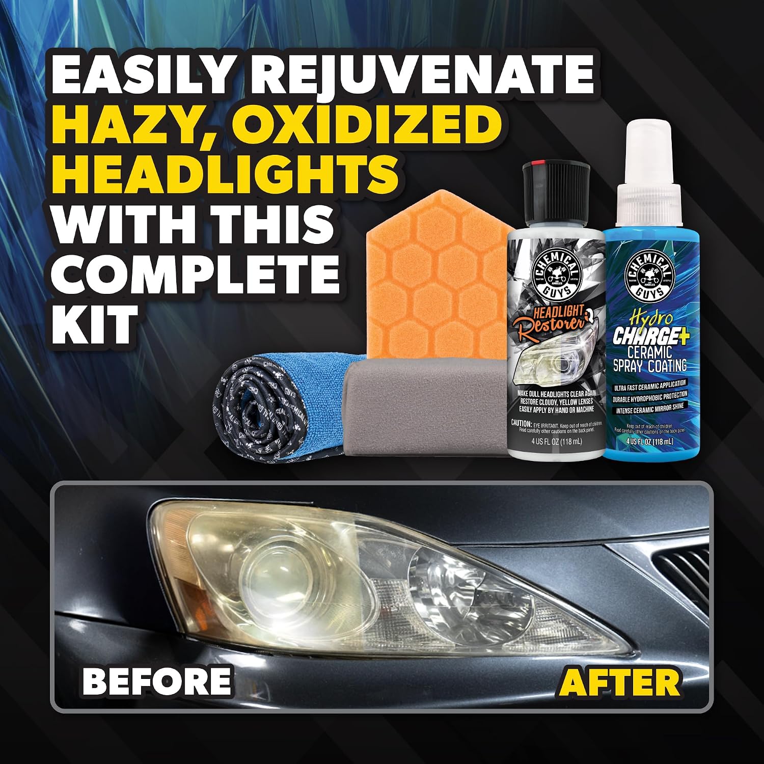 Chemical Guys, Headlight Restoration & Ceramic Kit, with Applicator