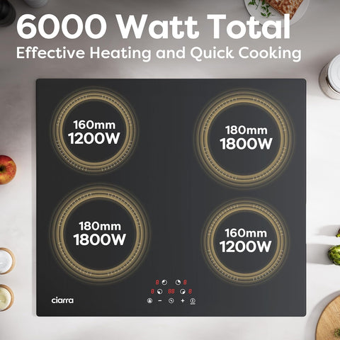 CDV 24 Inch Induction Cooktop 4 Burners 6000W