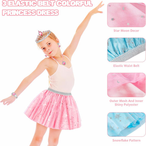 Princess Dress Up & Jewelry Set, Pretend Play Toy, B-day Gift for Girl 3+