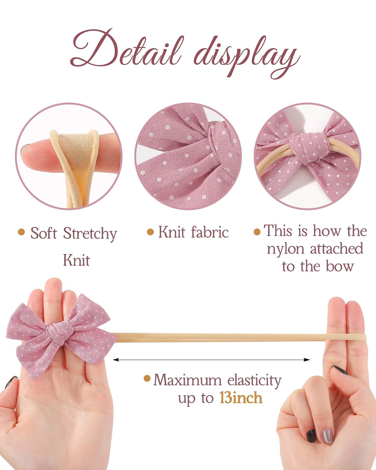 doboi 10PCS Baby Girls Headbands Hair Bows Nylon Linen Hairbands