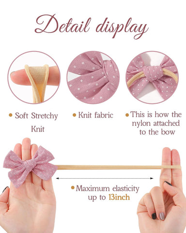 doboi 10PCS Baby Girls Headbands Hair Bows Nylon Linen Hairbands