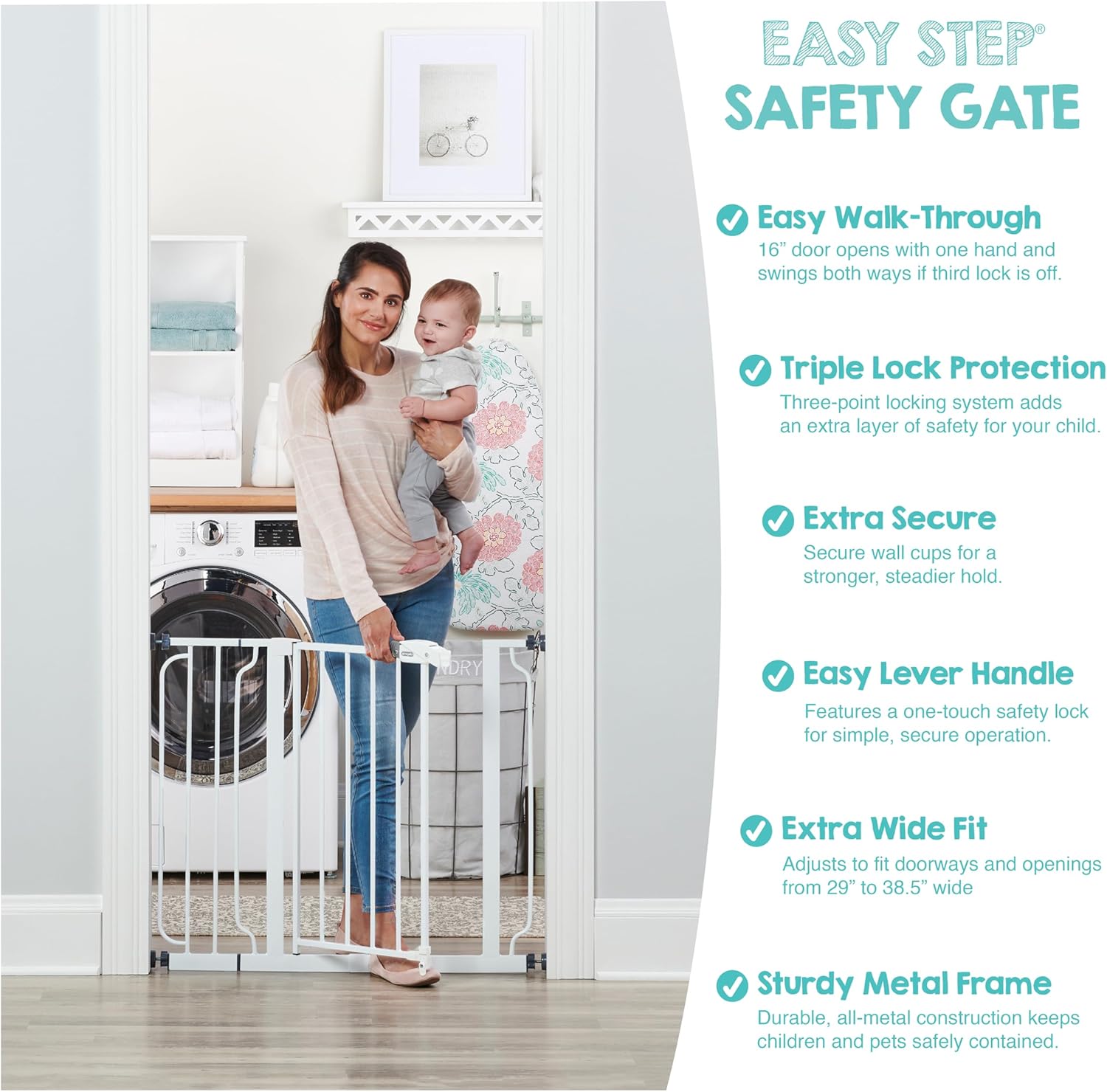 Regalo Safety 29"-38.5" Easy Step Baby Gate, Bottom of Stairs & Doorways
