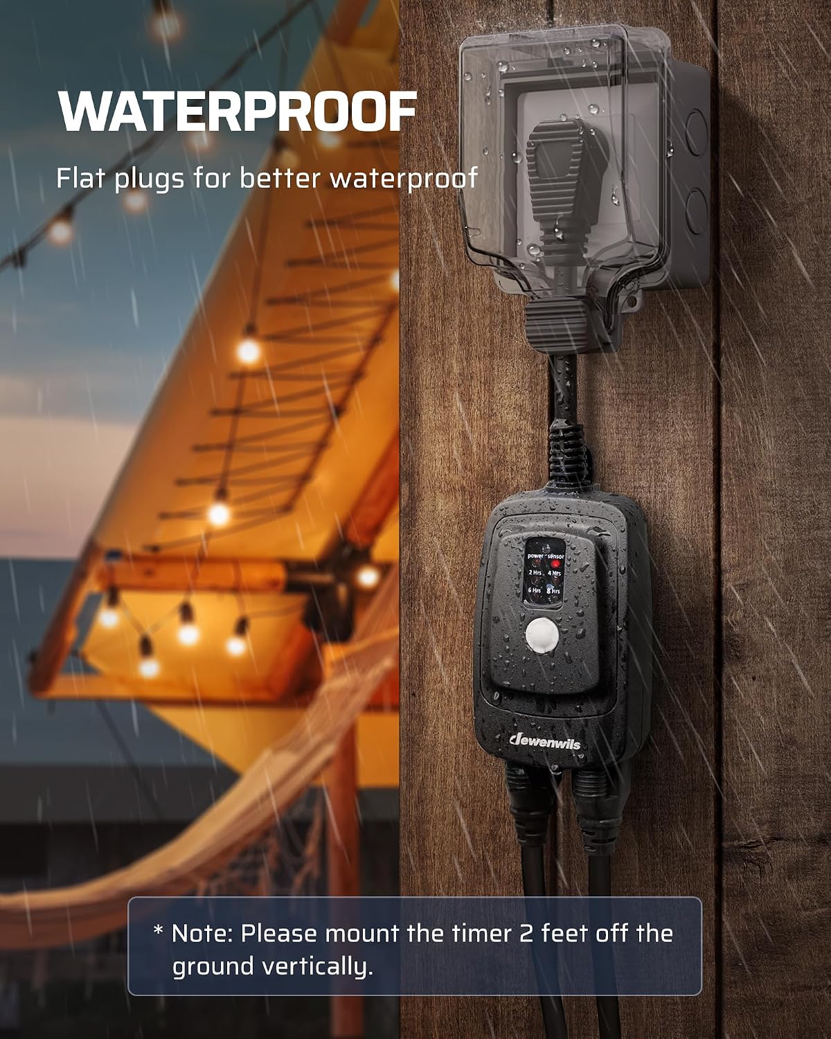 DEWENWILS Outdoor Timer for Lights,100FT Remote Control with 2 Outlets