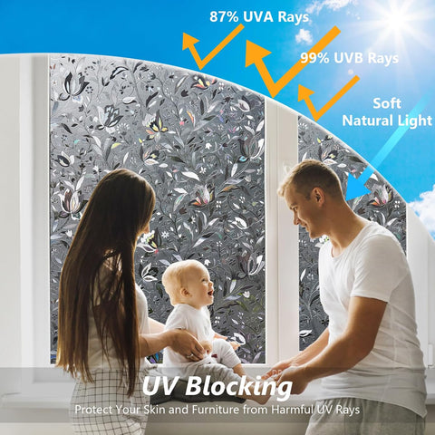 Kromapolis Window Privacy Film, Stained Glass, Grayish Black 29.5″ x 157.4″
