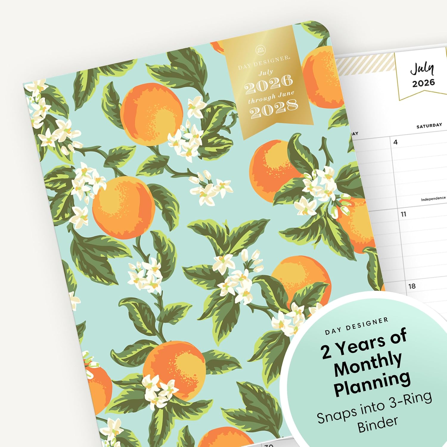 Blue Sky 2026-2028 Monthly Academic Planner, 8.5"x11", Orange Blossom Mint