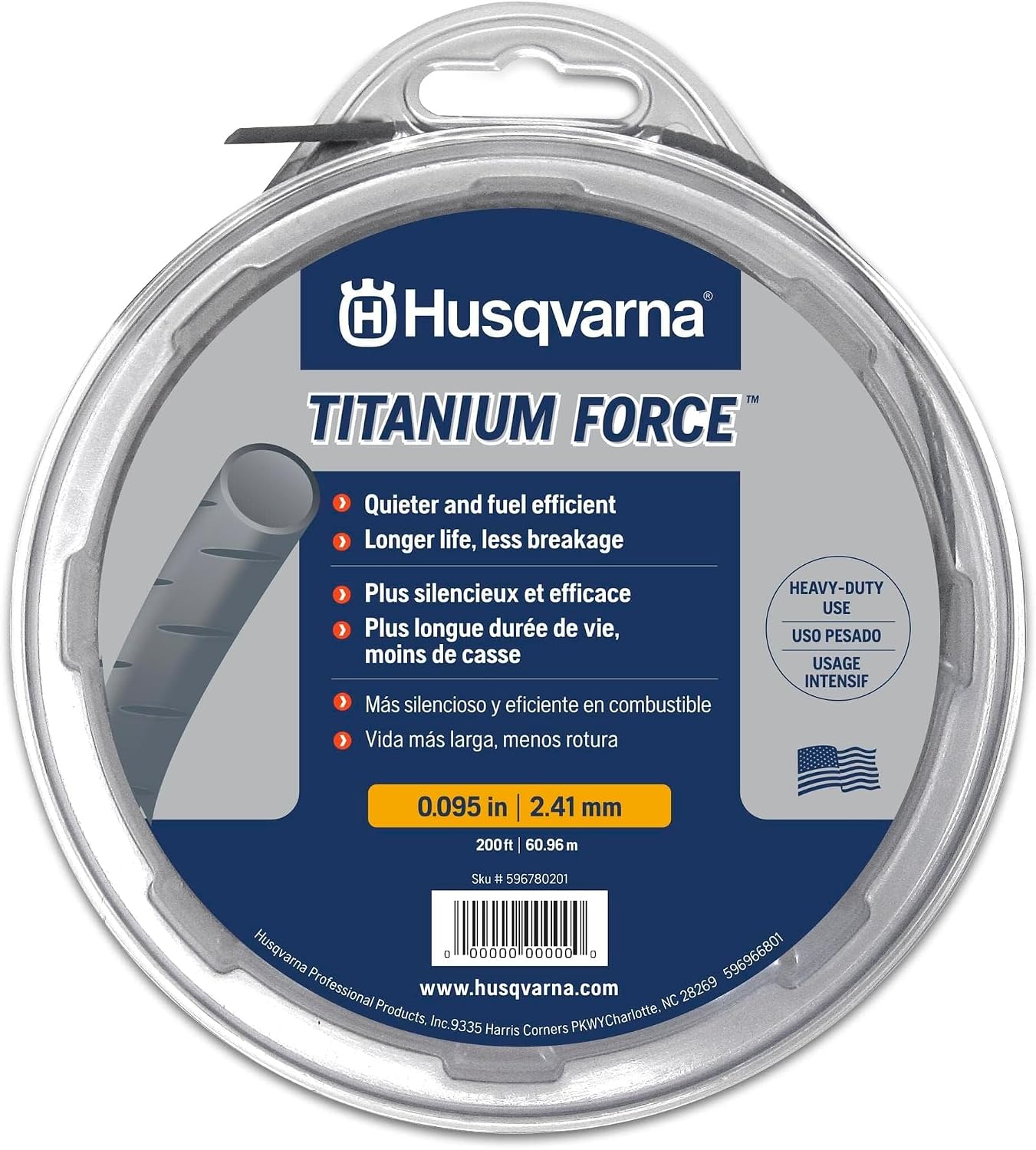Husqvarna Titanium Force 0.095 String Trimmer Line 639005102, Outdoor Tools