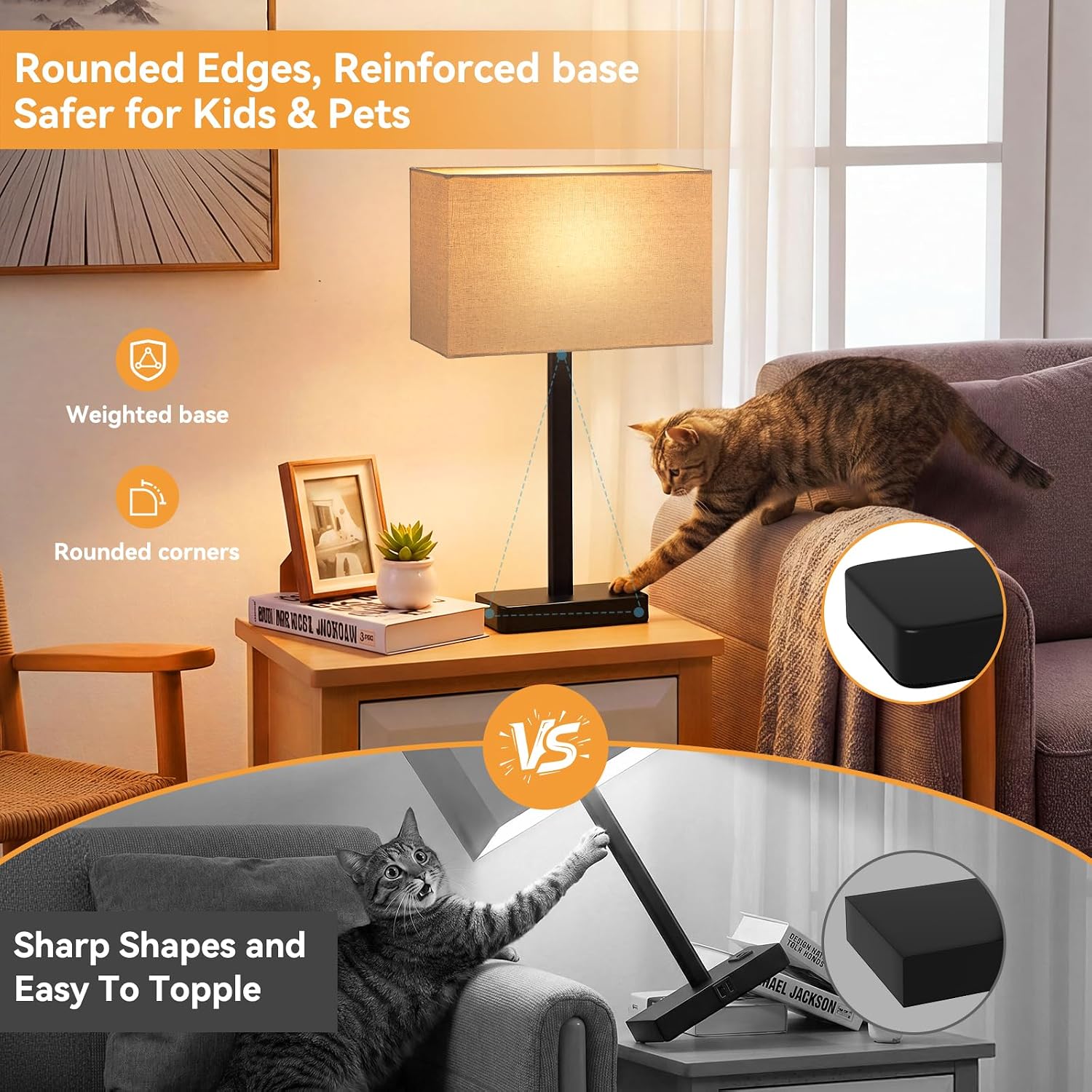 Beige Touch Lamps for Nightstand Set of 2, Lamp for Bedroom Living Room