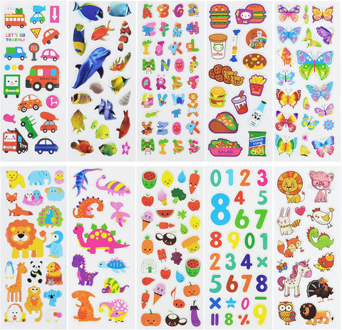 24 Sheets(500+) 3D Puffy Stickers for Toddlers Kids Boys Girls