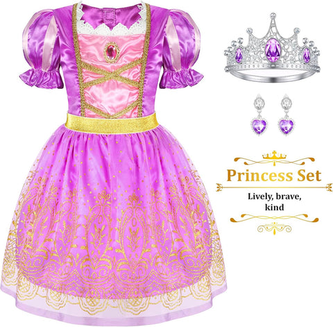 LIMIROLER Princess Dress Up Clothes for Little Girl Role Play Costume Gift Set Princess Dress Up Toys for Toddler Girls