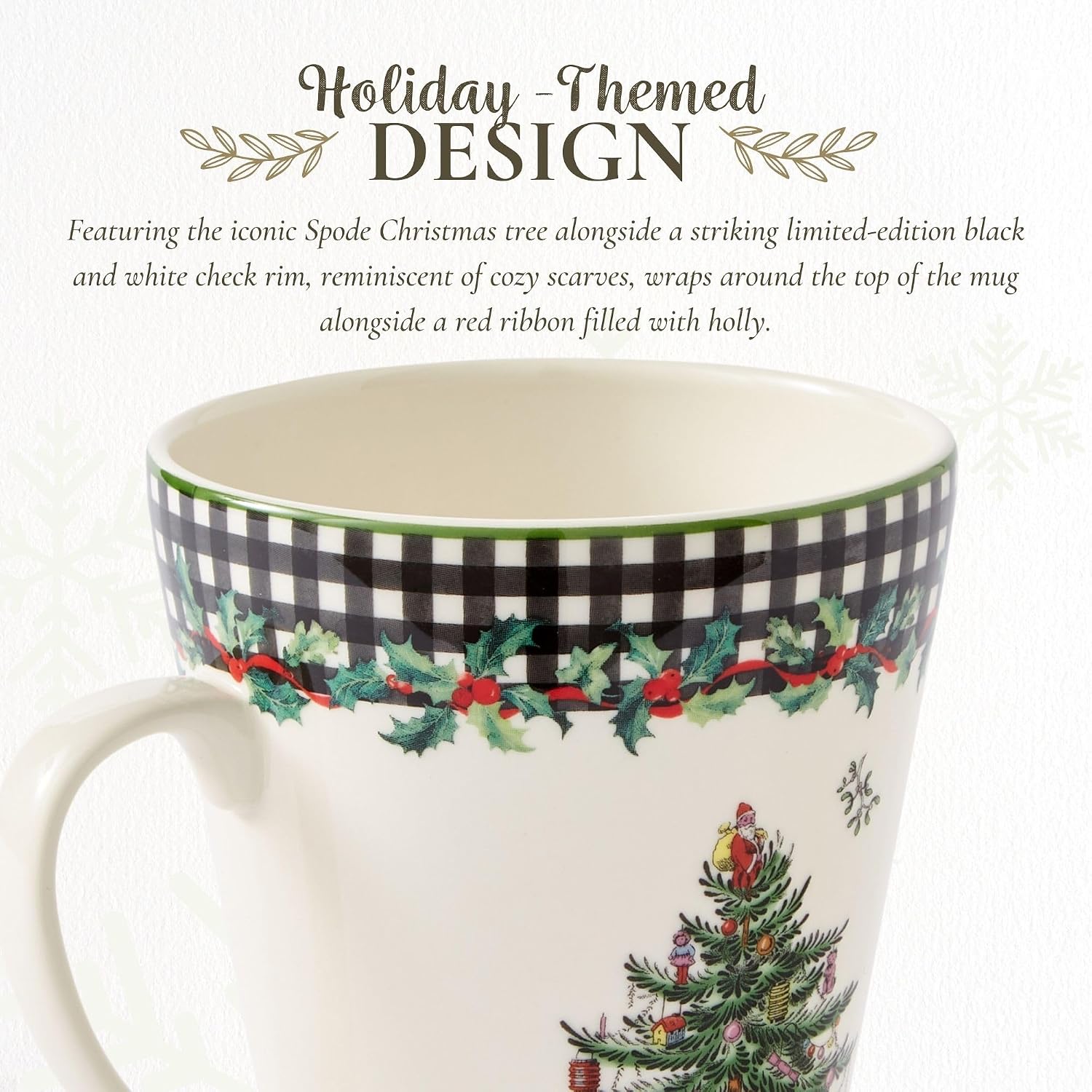 Spode – Christmas Tree Christmas Tree 2024 Annual Mandarin Mug, Checkered – 14 Qt