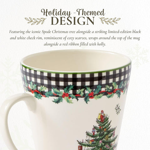 Spode – Christmas Tree Christmas Tree 2024 Annual Mandarin Mug, Checkered – 14 Qt
