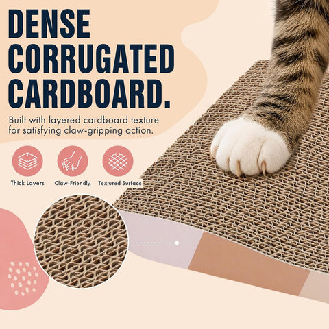 SIDAZON Cat Scratching Board cat Scratcher Cat Scratch Pad Cardboard cat scratchers for Indoor Cats Reversible Large Wide Corrugated with Catnip(2pcs)