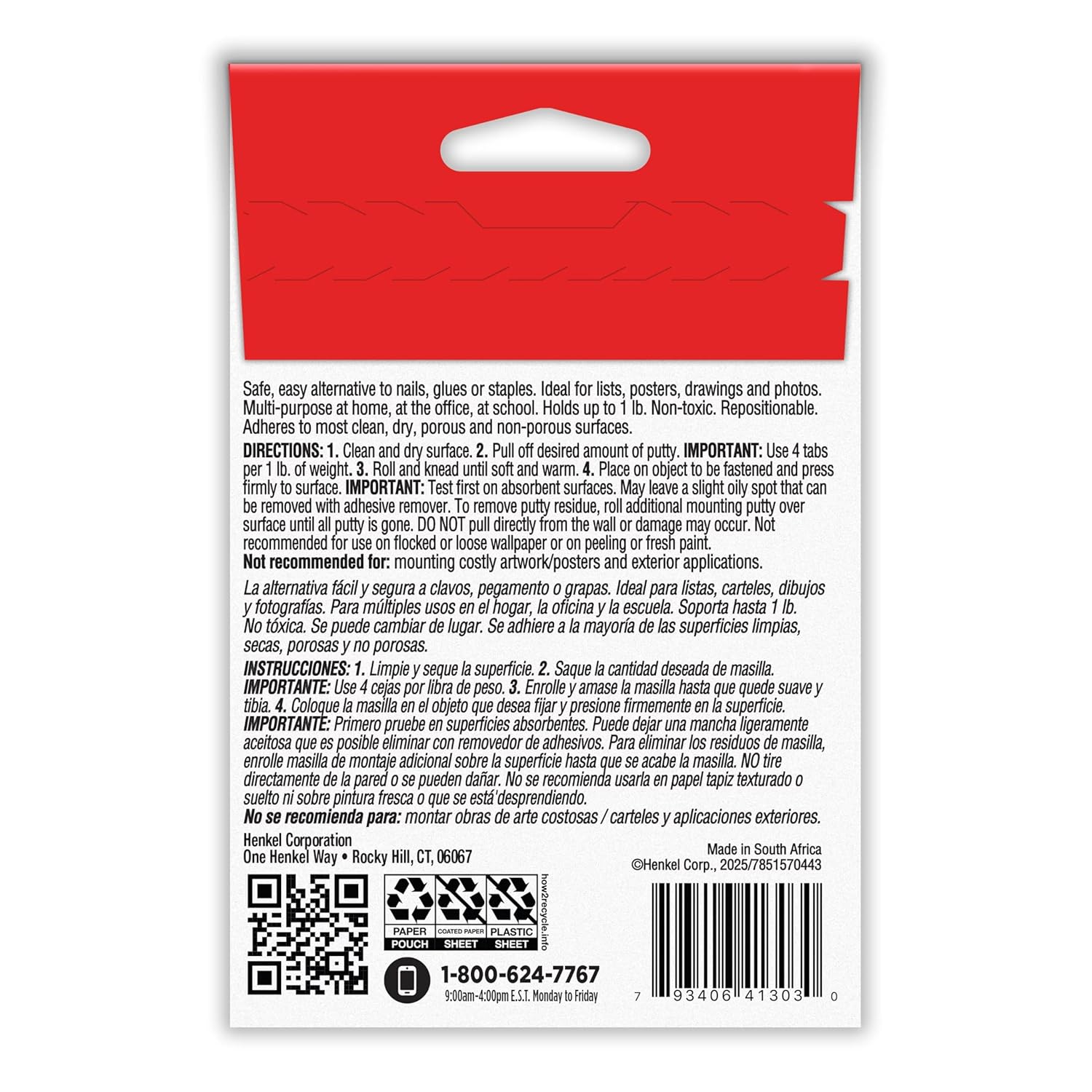 Loctite Eco Fun-Tak Mounting Putty, White, 6 oz Wallet Pack of 1 - Nontoxic, Reusable, Repositionable Adhesive for Posters & Décor, 240 Tabs, Multi-Surface