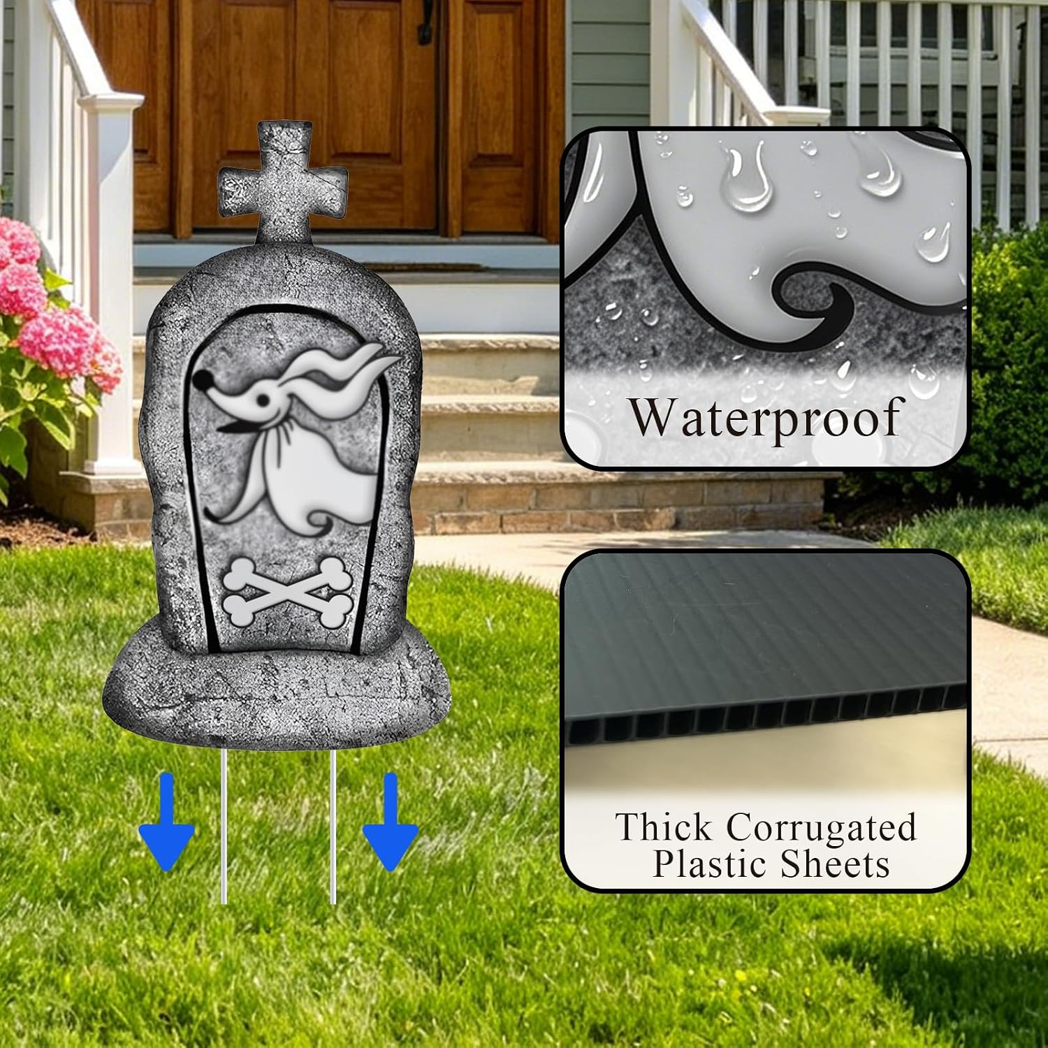 8 Pack Nightmare Tombstones Yard Sign 17 Inch Halloween Decorations Outdoor
