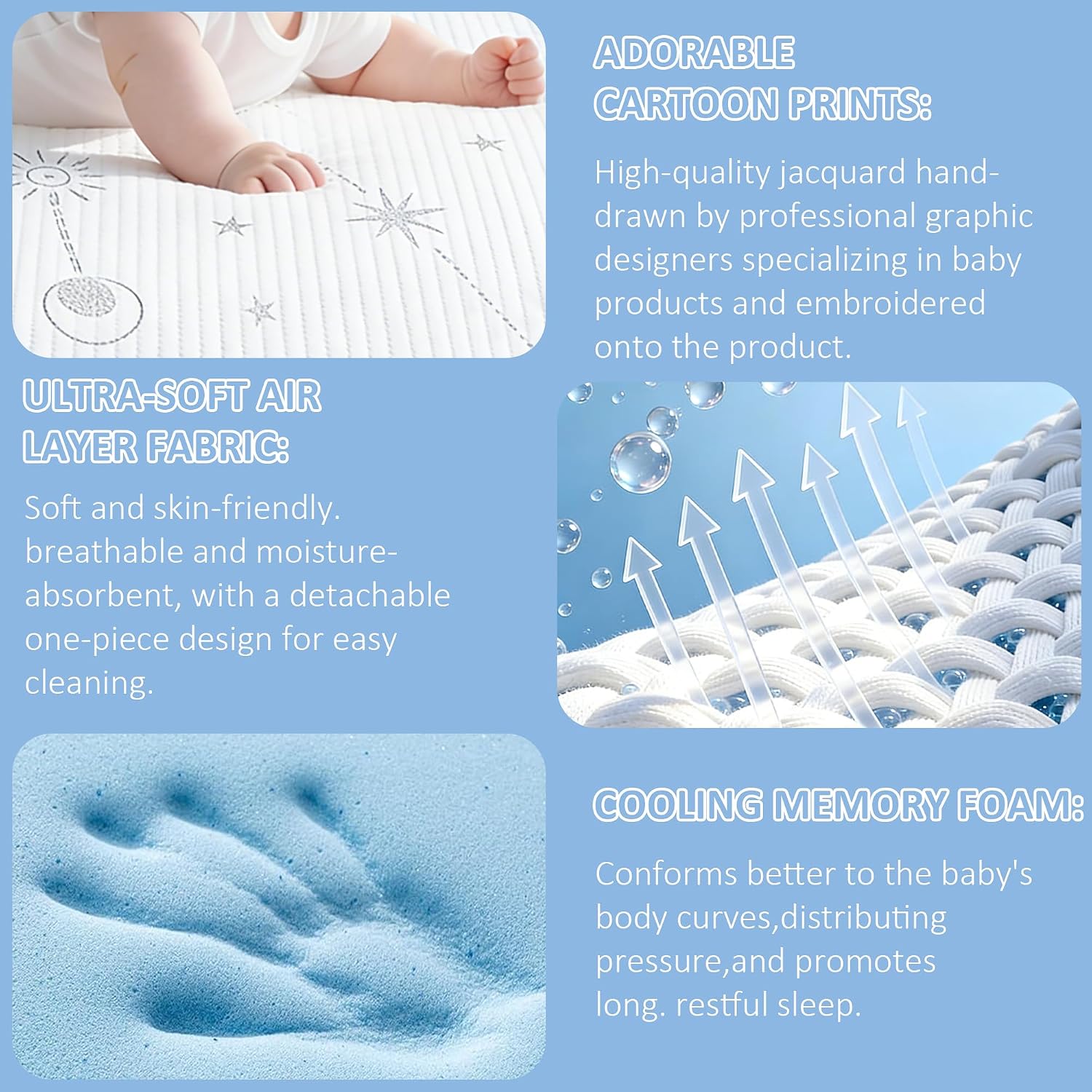 PanKers Pack and Play Mattress, 38"x26"x1.5" Premium Memory Foam Pack N Play Mattresses pad, Breathable Dual Sided Baby Mattress for Pack N Play Pen with Washable Soft Cover