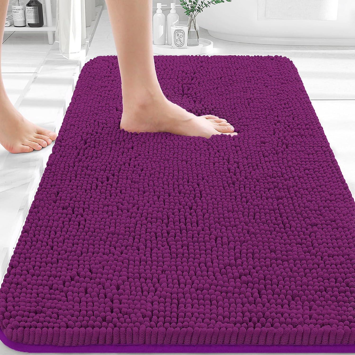 OLANLY Bathroom Rugs 32x20, Extra Soft Absorbent Chenille Bath Rugs