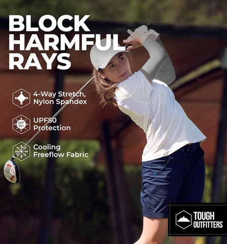 Tough Outdoors UV Arm Sleeves for Men Women - Sun Protection Sleeves - Compression Golf Baseball Cooling Tattoo Arm Sleeve