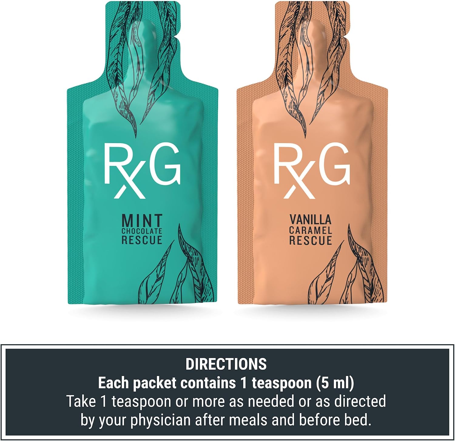 REFLUX GOURMET Mint Chocolate & Vanilla Caramel Rescue – Alginate Complex – Digestive Support Formula – Single Serve 25 Pack