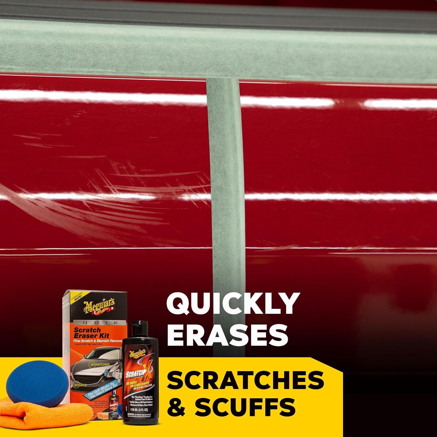 Meguiar's Quik Eraser Kit, Car Scratch Remover, 4 Piece Kit
