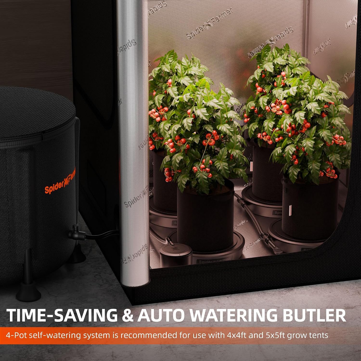 Spider Farmer 4 Pot Gravity-Fed Self Watering System, Automatic Watering