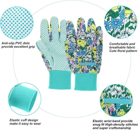 Garden Gloves for Women, Floral Gardening Gloves Ladies Soft Breathable Yard Work Glove Light Working Gloves