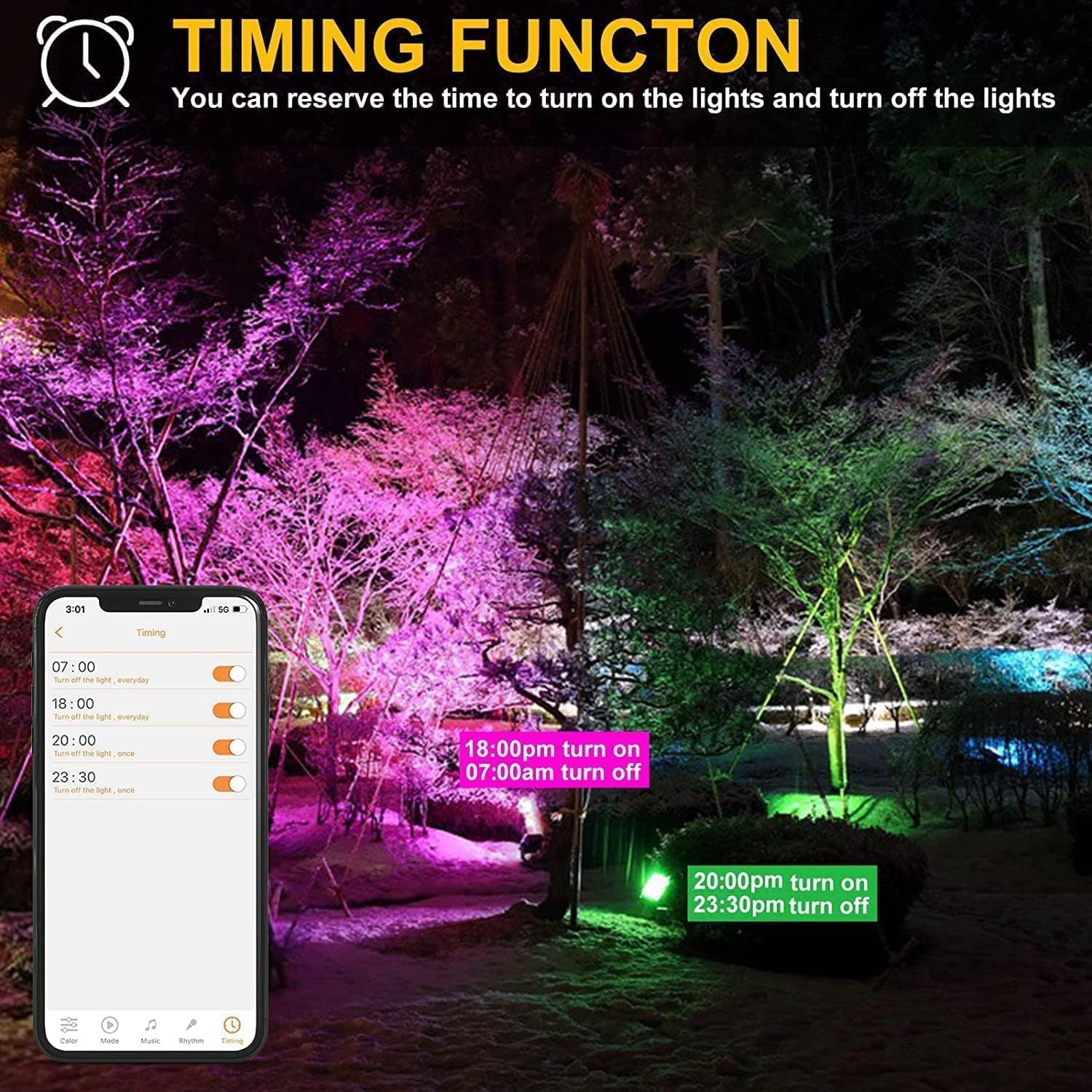 LED Flood Light Outdoor 30W, Color Changing RGB Lights 300W Equivalent