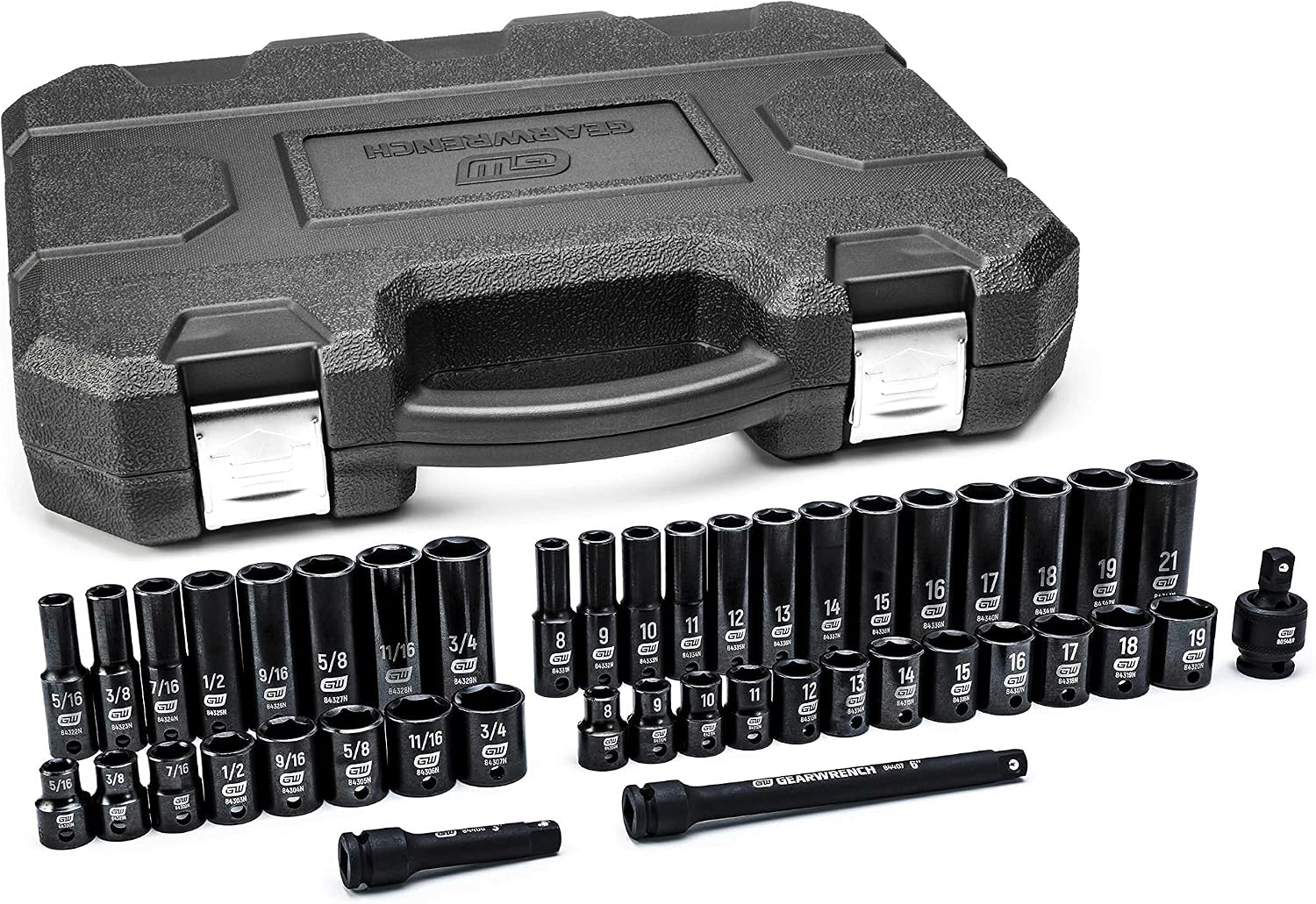 GEARWRENCH 44 Pc 3/8" Dr 6 Pt Std/Deep Impact SAE/mm Socket Set | 84916N