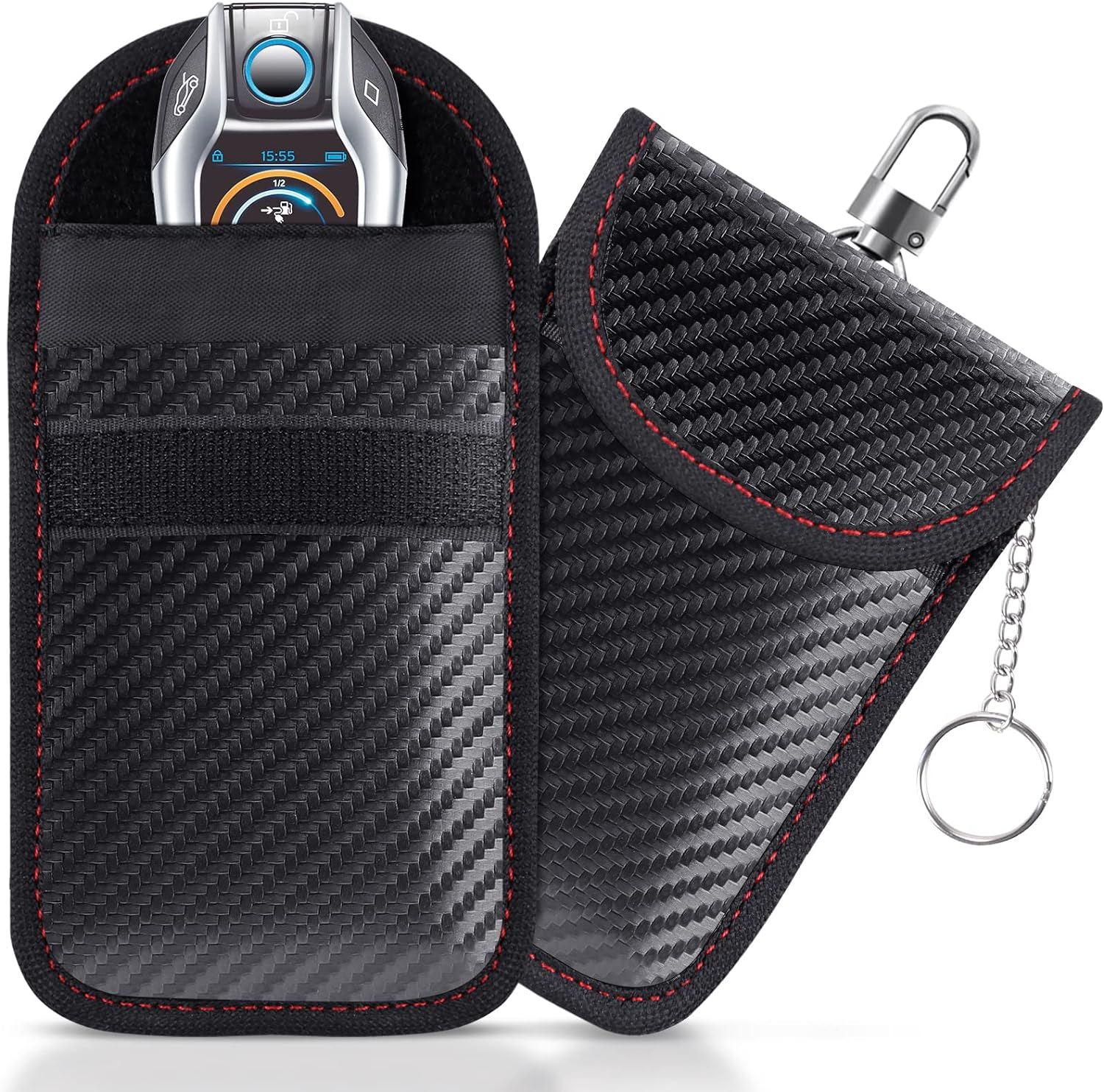 lanpard Faraday Pouch for Car Keys, Faraday Bag, Car RFID Signal Blocking Holder, Key Fob Protector, Key fob cage Block Signal Anti-Theft Fob Case (2 Pack)