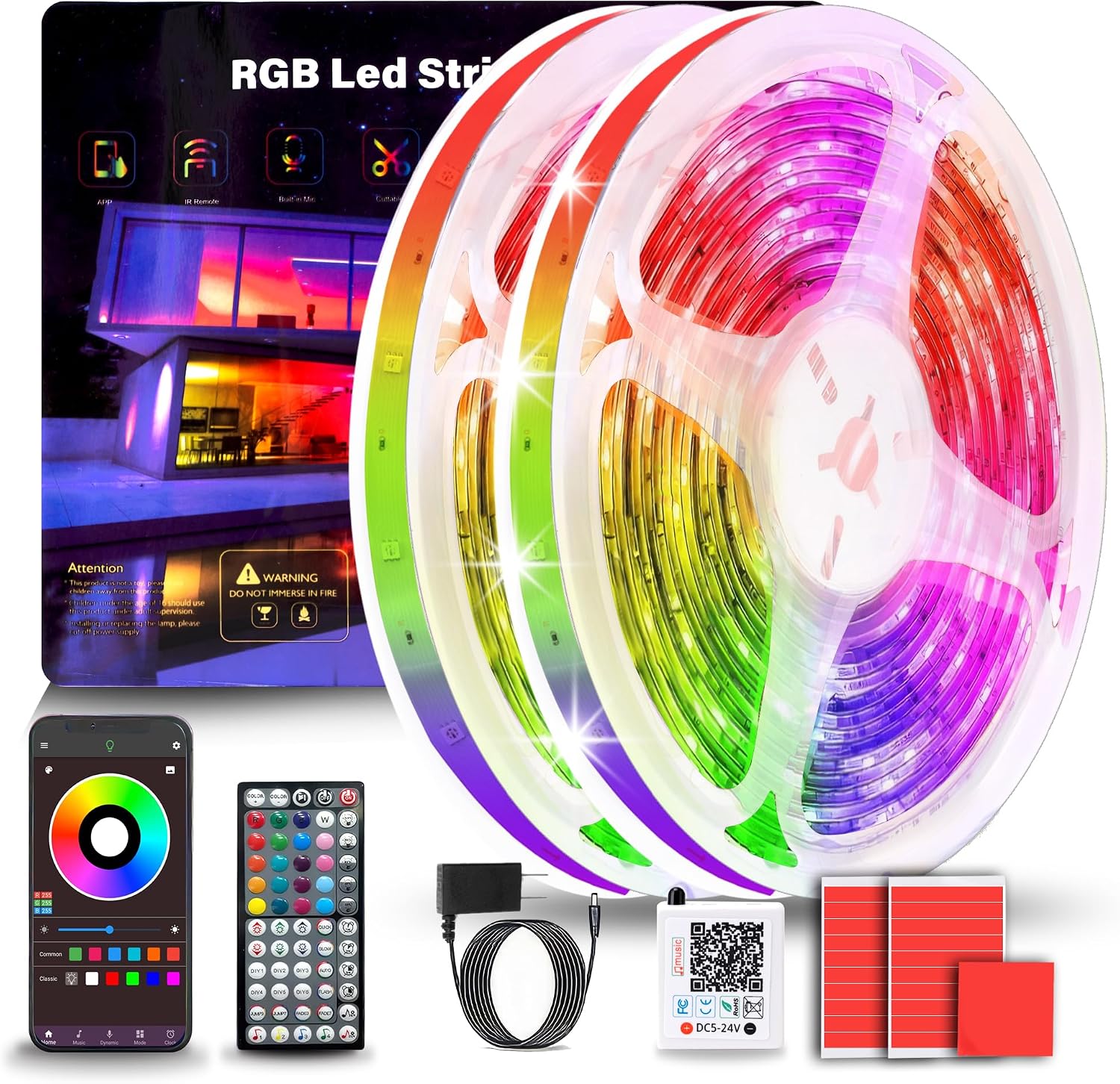 NBBUFF 200FT RGB Led Lights for Bedroom with Remote & App Control, 2*100FT