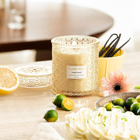 LA JOLIE MUSE Vanilla Zest Scented Candles for Home,19 oz Natural Soy Wax