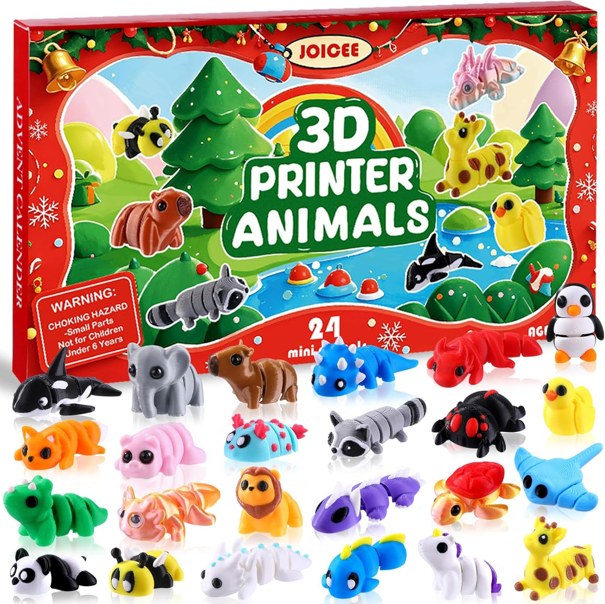 JOICEE 2026 Christmas Advent Calendar with 3D Printed Animals Fidget Toys
