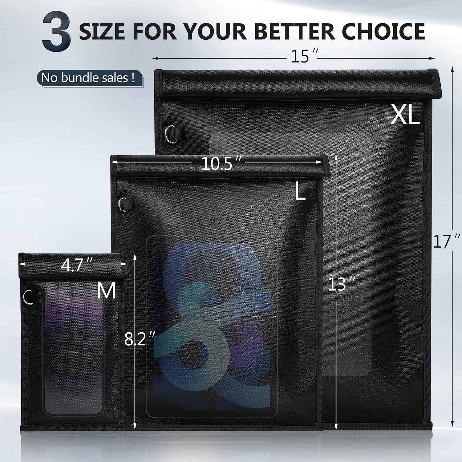 Simket 2 Pack Military Grade Faraday Bags, Fireproof Waterproof Signal Blocking Pouch for Cell Phone & Car Keys, RFID GPS WIFI NFC Blocker, Anti-Tracking Privacy Shielding Pouch for Daily Travel