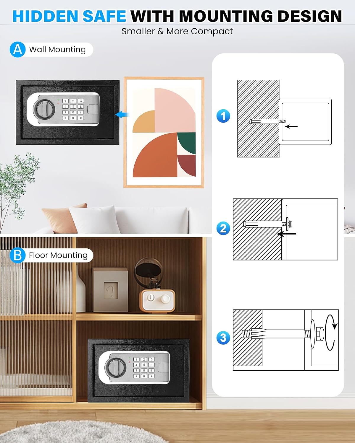 [UPGRADED] Small Safes for Home Dorm, 0.30 Cuft Mini Safe Box
