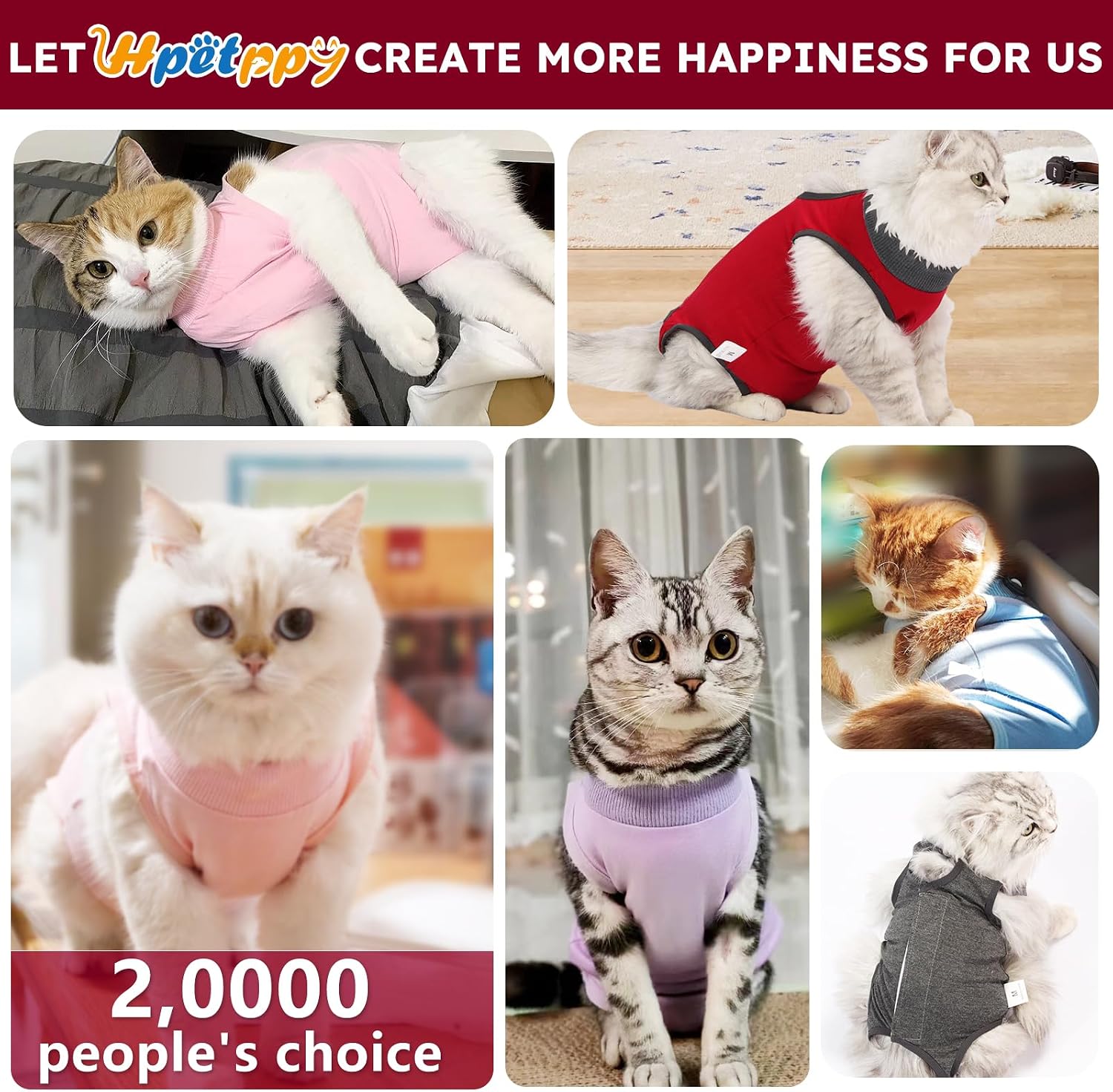 Hpetppy Cat Recovery Suit, Breathable Cat Surgery Recovery Suit Female, Kitten Onesie for After Surgery Spay Surgical Abdominal Wound Skin Diseases Cone of Shame Alternative (Red,S)