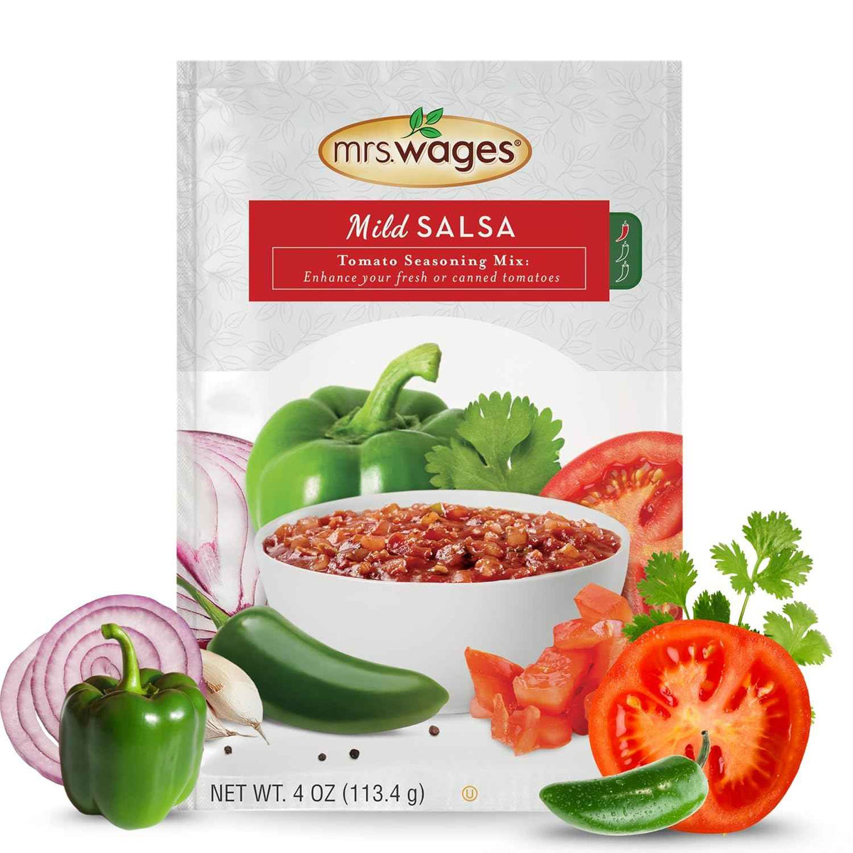 Mrs. Wages Mild Salsa Canning Mix, Mild Spice Flavoring, 12, 4 oz Packets
