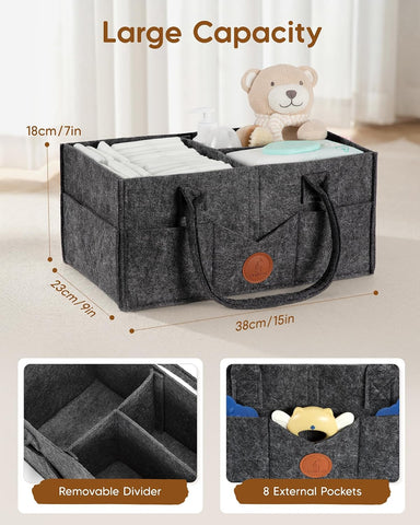 Maliton Felt Diaper Caddy Organizer for Changing Table - Large, Dark Grey