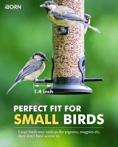 iBorn Bird Feeders for Outdoors 15" 6 Ports Chew-Resistant, Black, 1PK