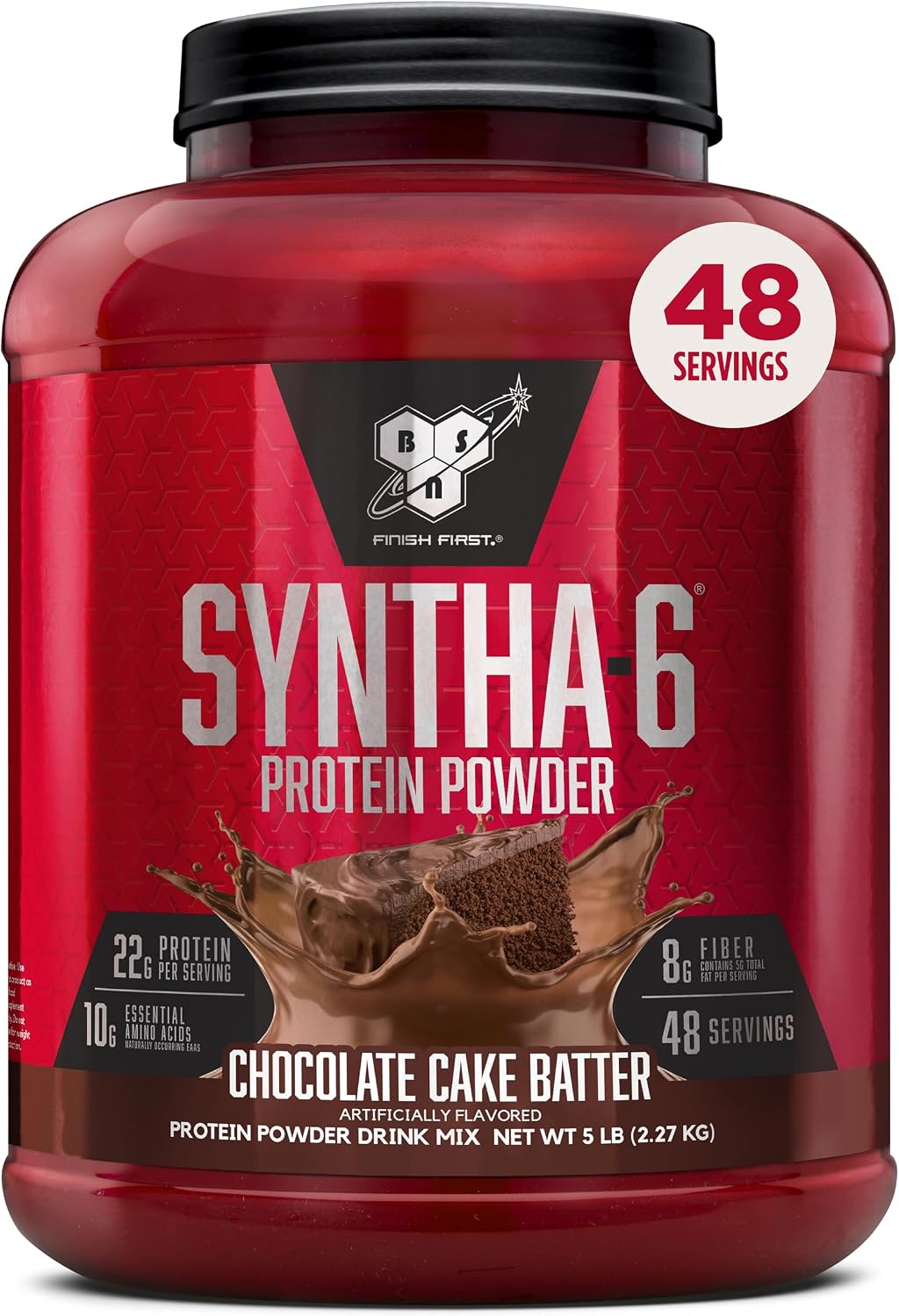 BSN SYNTHA-6 Premium Protein Powder, 8g Fiber, Whey Isolate, 48 Servings