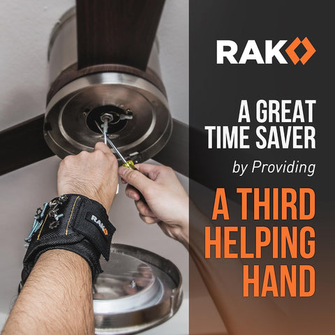 RAK Magnetic Wristband for Tools - Premium Tool Belt for Holding Screws Nails with Powerful Magnets, Birthday Gifts for Men, Cool Gadgets Stuff Gifts for Dad, Husband, Grandpa, Handyman, Him