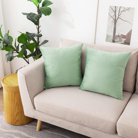 NiNi ALL SageGreen Velvet Throw Pillow Covers 26x26 Pack of 2 Decorative
