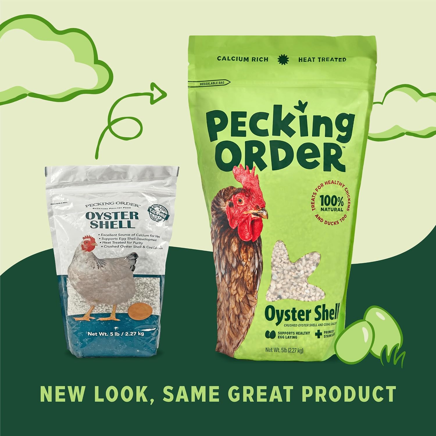 Pecking Order Oyster Shell - Calcium Supplement to Support Laying Hens and Strong Egg Shell Development (5 LB) (Packaging May Vary)