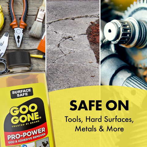 Goo Gone Spray Pro-Power Adhesive Remover with Scraper, Professional Strength, Easily Removes Wood Glue, Grease, Tar, Stickers, Goos, Wet Paint & Grime, Surface Safe, Fast Working, 16 Fl Oz