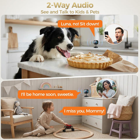 ZEEPORTE 2K Indoor Cameras for Home Security - Baby Monitor and Dog Pet Camera with Motion Detection, Night Vision, 2-Way Audio, Siren, Wired Security Camera (2-Pack)