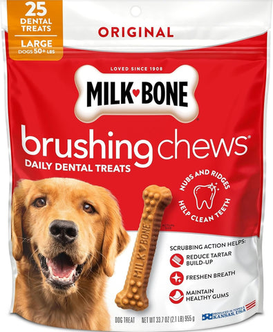 Milk-Bone Brushing Chews Large Daily Dental Dog Treats, 33.7 oz Bag