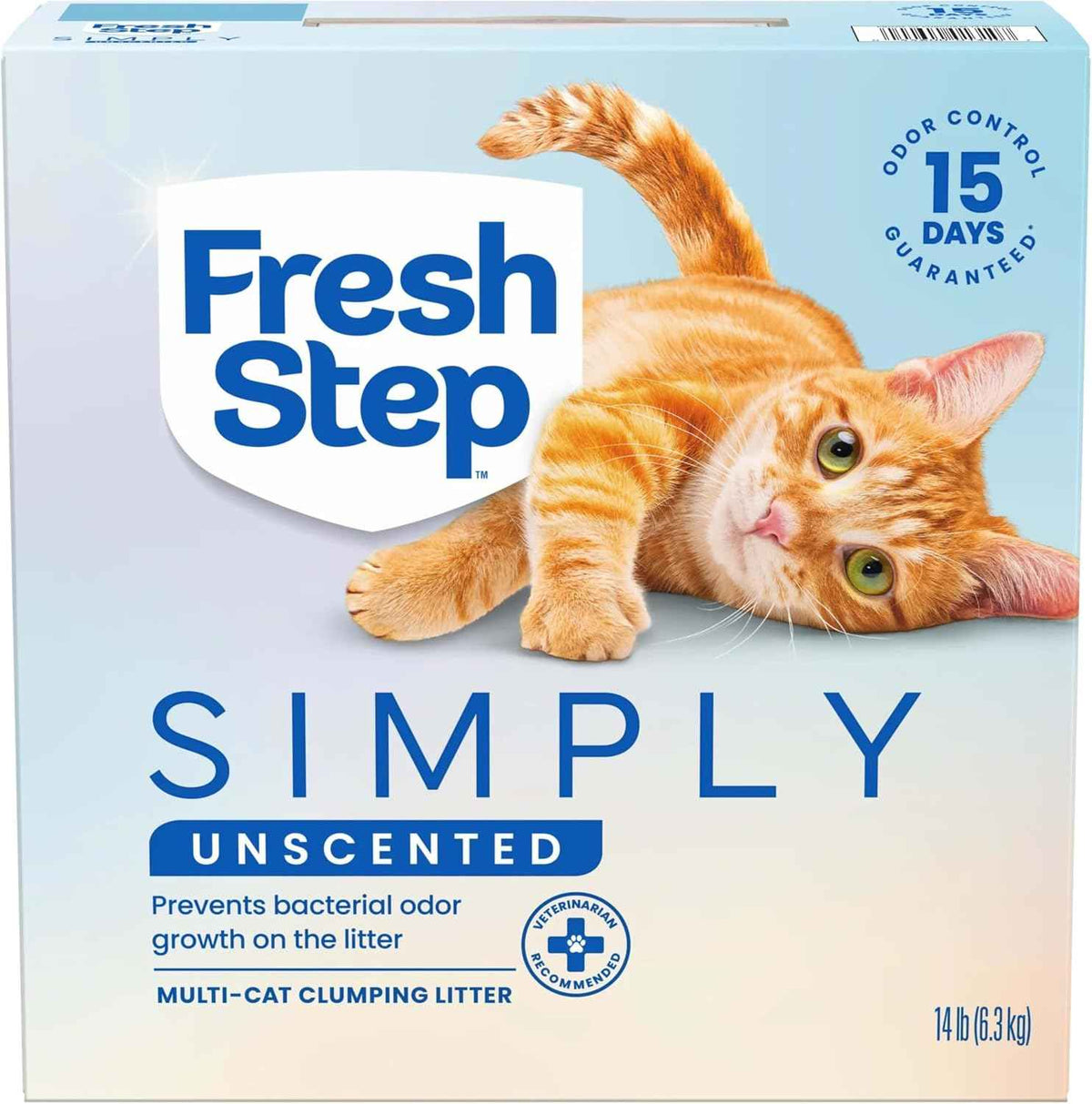Fresh Step Simply Unscented Multi Cat Clumping Cat Litter, Low Dust, Odor Control with Activated Charcoal Tech, Compatible in Automatic Litter Boxes, 14 lb.