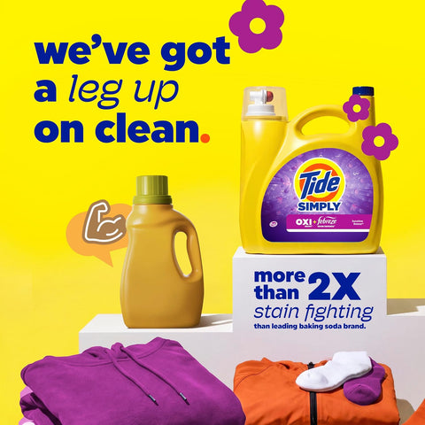 Tide Simply All-In-One Liquid Laundry Detergent, Berry Blossom Scent, 89 Loads, 112 fl oz